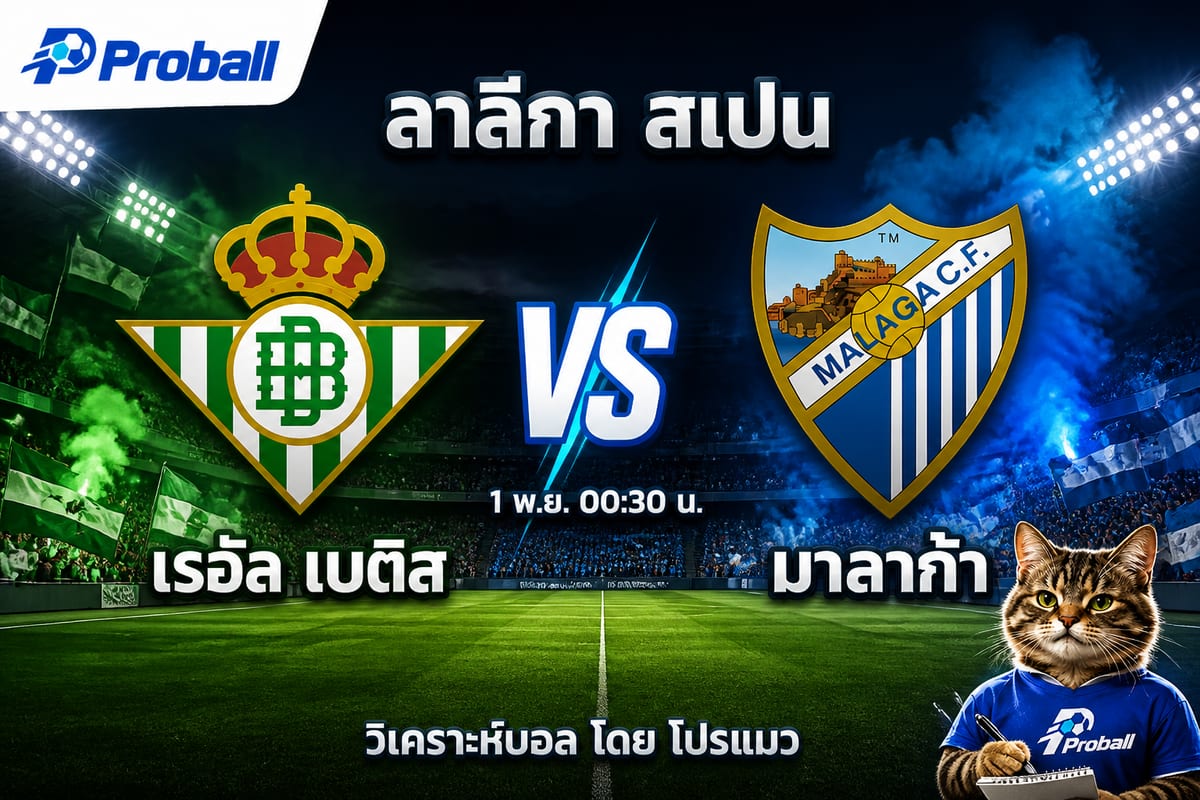 วิเคราะห์บอล ลาลีกา สเปน เรอัล เบติส VS มาลาก้า — เจ้าถิ่นมีภาษีคว้าชัย