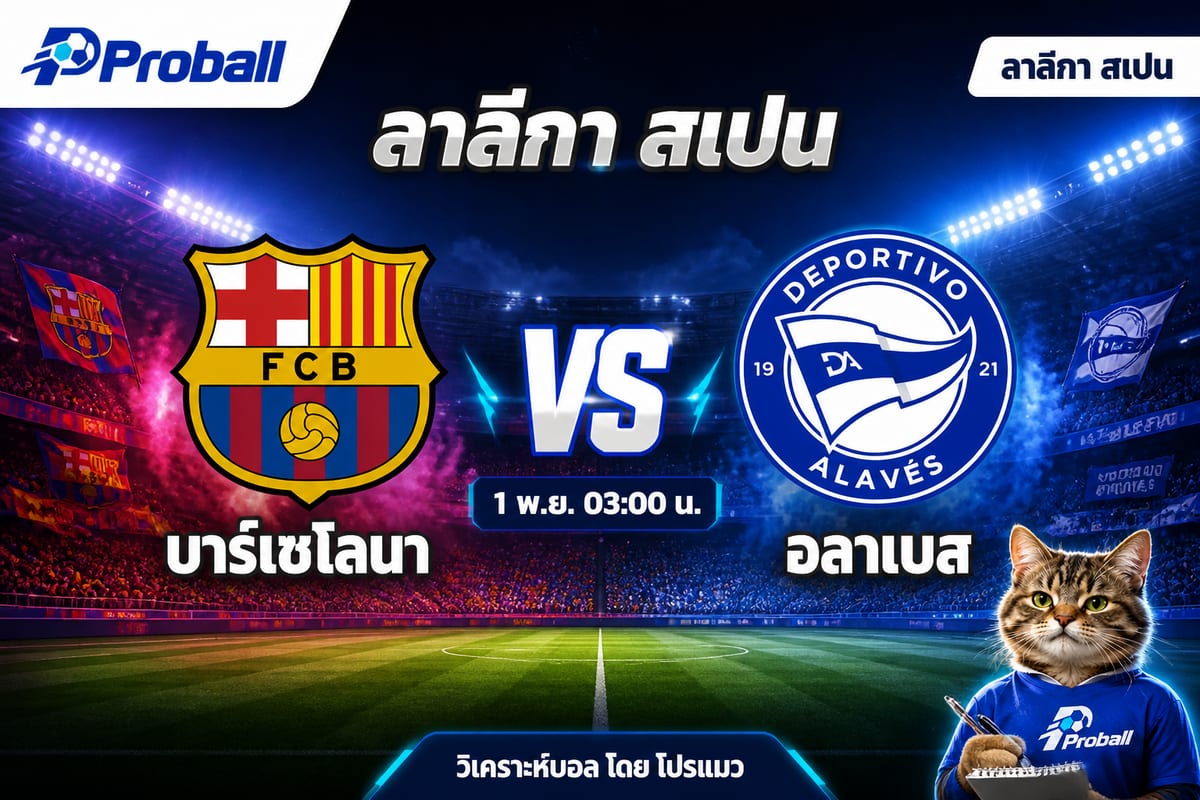 วิเคราะห์บอล ลาลีกา สเปน บาร์เซโลนา VS อลาเบส — เจ้าถิ่นลุ้นคืนฟอร์ม