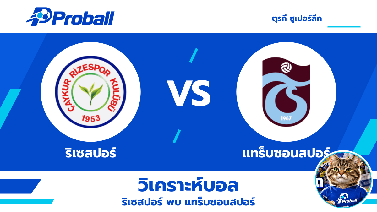 วิเคราะห์บอล ตุรกี ซูเปอร์ลีก ริเซสปอร์ VS แทร็บซอนสปอร์ 26 ตุลาคม 2569 ทีมเยือนฟอร์มคมกว่า